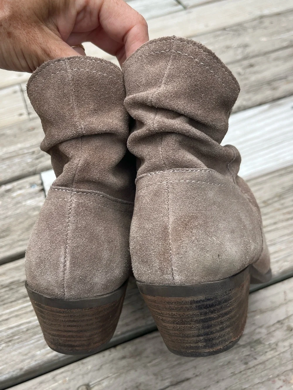 Me Too Zaria Suede Leather Ankle Booties Brown Ruched Size 10
